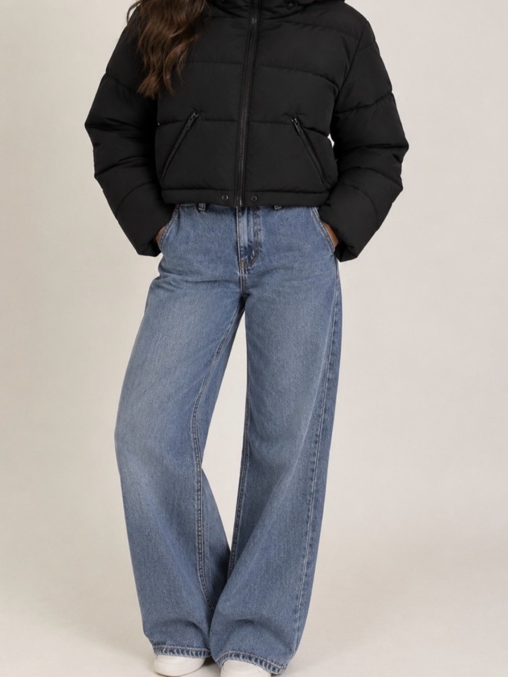 Roxy Black Cropped Puffer Jacket